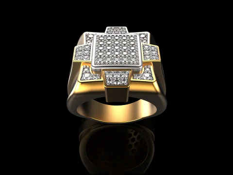 18K Yellow Gold Diamond Rings for Men 5 3D Print Model