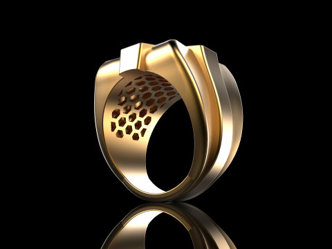 18K Yellow Gold Diamond Rings for Men 5 3D 打印模型