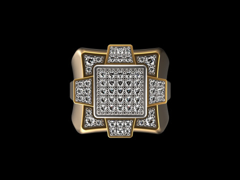 18K Yellow Gold Diamond Rings for Men 5 3D 打印模型