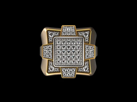 18K Yellow Gold Diamond Rings for Men 5 3D Print Model
