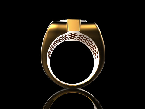 18K Yellow Gold Diamond Rings for Men 5 3D 打印模型