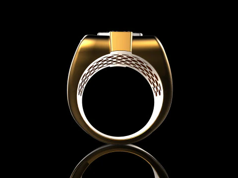 18K Yellow Gold Diamond Rings for Men 5 3D Print Model