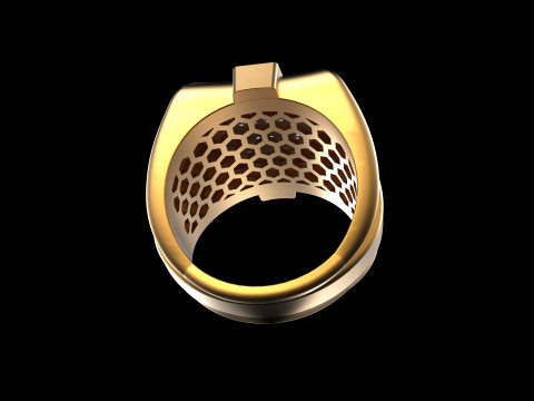 18K Yellow Gold Diamond Rings for Men 5 3D 打印模型