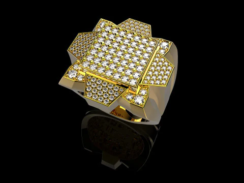 18K Yellow Gold Diamond Rings for Men 6 3D Print Model