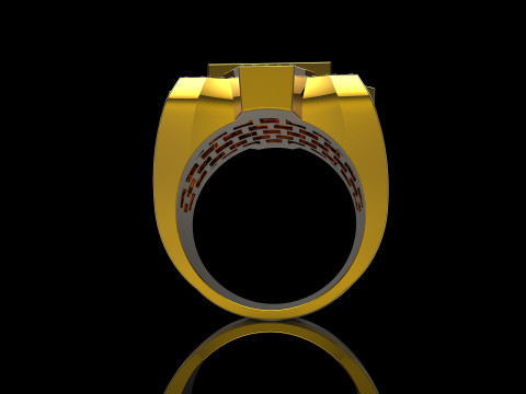 18K Yellow Gold Diamond Rings for Men 6 3D Baskı Modeli