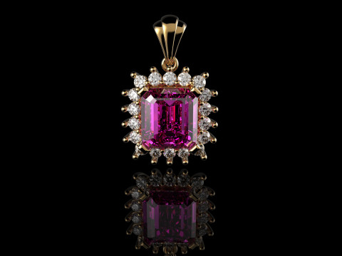 18K Yellow Gold Emerald and Diamond Pandets Model do druku 3D