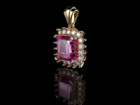 18K Yellow Gold Emerald and Diamond Pandets Modello di stampa 3D