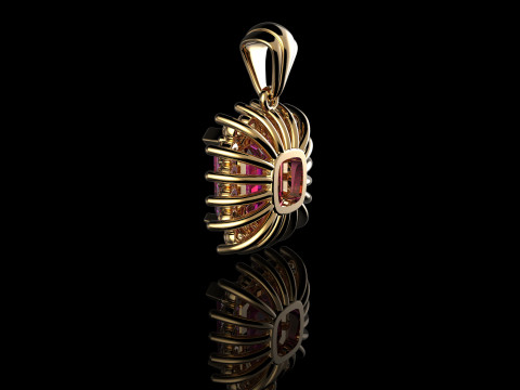 18K Yellow Gold Emerald and Diamond Pandets Modello di stampa 3D