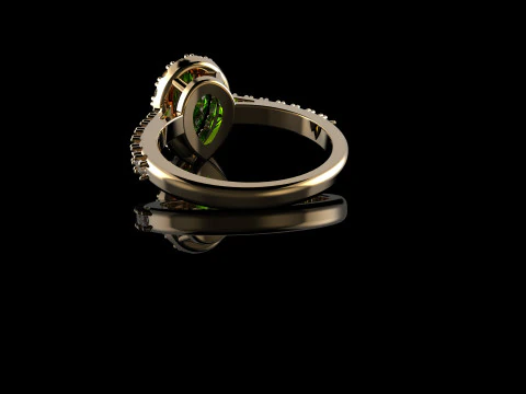 18K Yellow Gold Emerald Pear and Diamond Ring 3D Print Model