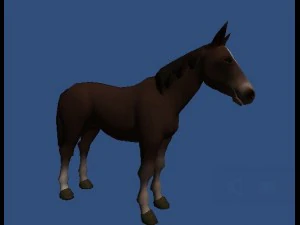 茶色の毛を持つ馬 3Dモデル