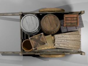 wooden cart 3D Model