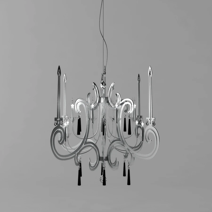 modern metal crystal chandelier italux 3D Model .c4d .max .obj .3ds .fbx .stl .blend 