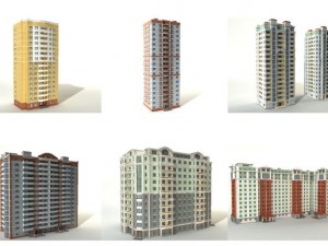 11 multistorey buildings 3D Model