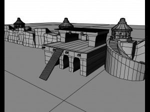 low poly castel v-ray setup Modello 3D