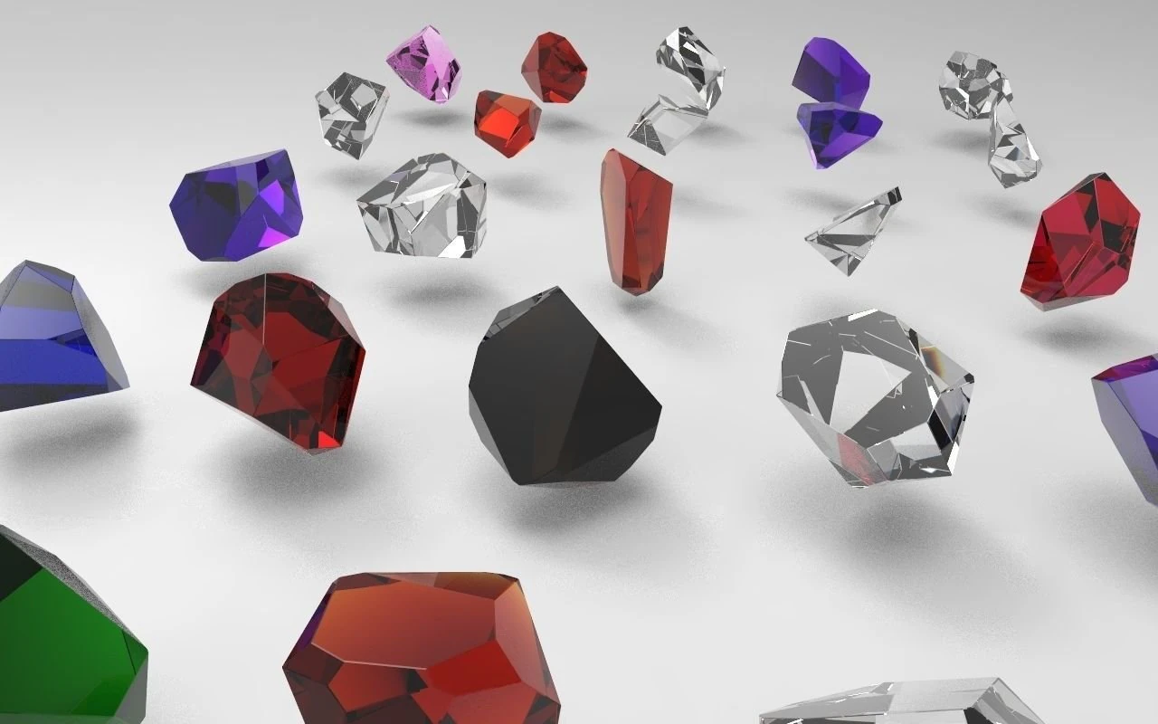 emerald gem crystal garnet jewel stone pack 35 pieces low-poly 3D Model .c4d .max .obj .3ds .fbx .stl .blend 