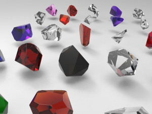 emerald gem crystal garnet jewel stone pack 35 pieces low-poly Model 3D