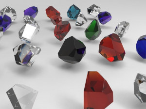 emerald gem crystal garnet jewel stone pack 35 pieces low-poly Modèle 3D