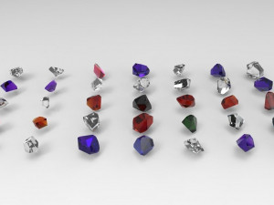 emerald gem crystal garnet jewel stone pack 35 pieces low-poly Modèle 3D