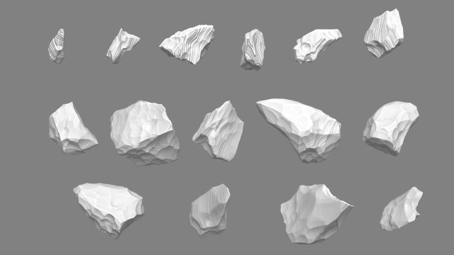 Obsidian rocks HD pack 15 pieces 3D Model .c4d .max .obj .3ds .fbx .stl .blend 
