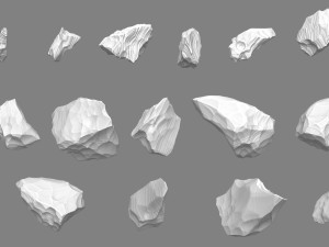 Obsidian rocks HD pack 15 pieces Model 3D