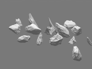 Obsidian rocks HD pack 15 pieces 3D Model