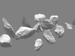 Obsidian rocks HD pack 15 pieces 3D Model