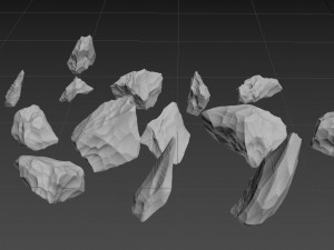 Obsidian rocks HD pack 15 pieces 3D Model