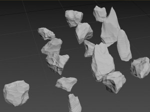 Obsidian rocks HD pack 15 pieces 3D Model