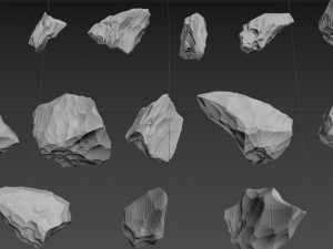 Obsidian rocks HD pack 15 pieces 3D Model