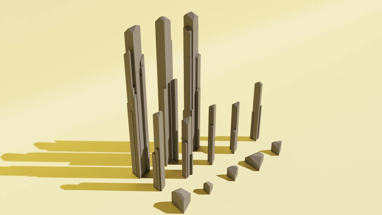 Long crystals low-poly pack 3D Print Model .c4d .max .obj .3ds .fbx .stl .blend 
