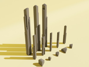 Long crystals low-poly pack Model Cetak 3D
