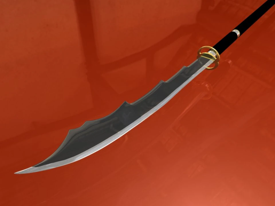 black naginata 3D Model .c4d .max .obj .3ds .fbx .stl .blend