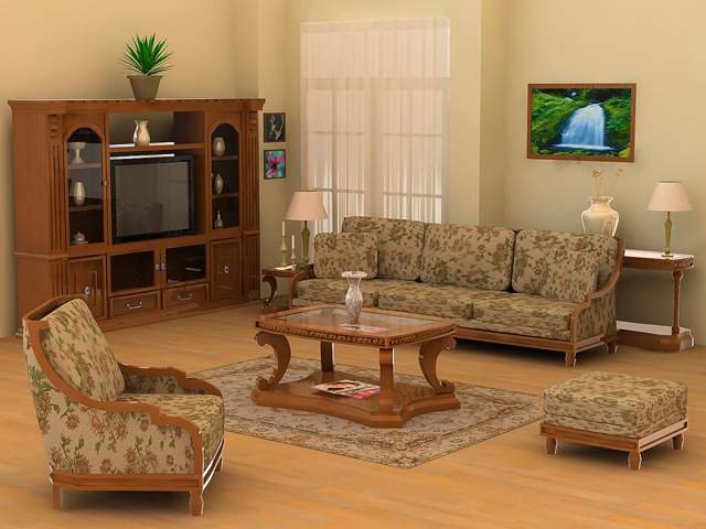 living room 3D 模型 .c4d .max .obj .3ds .fbx .stl .blend 