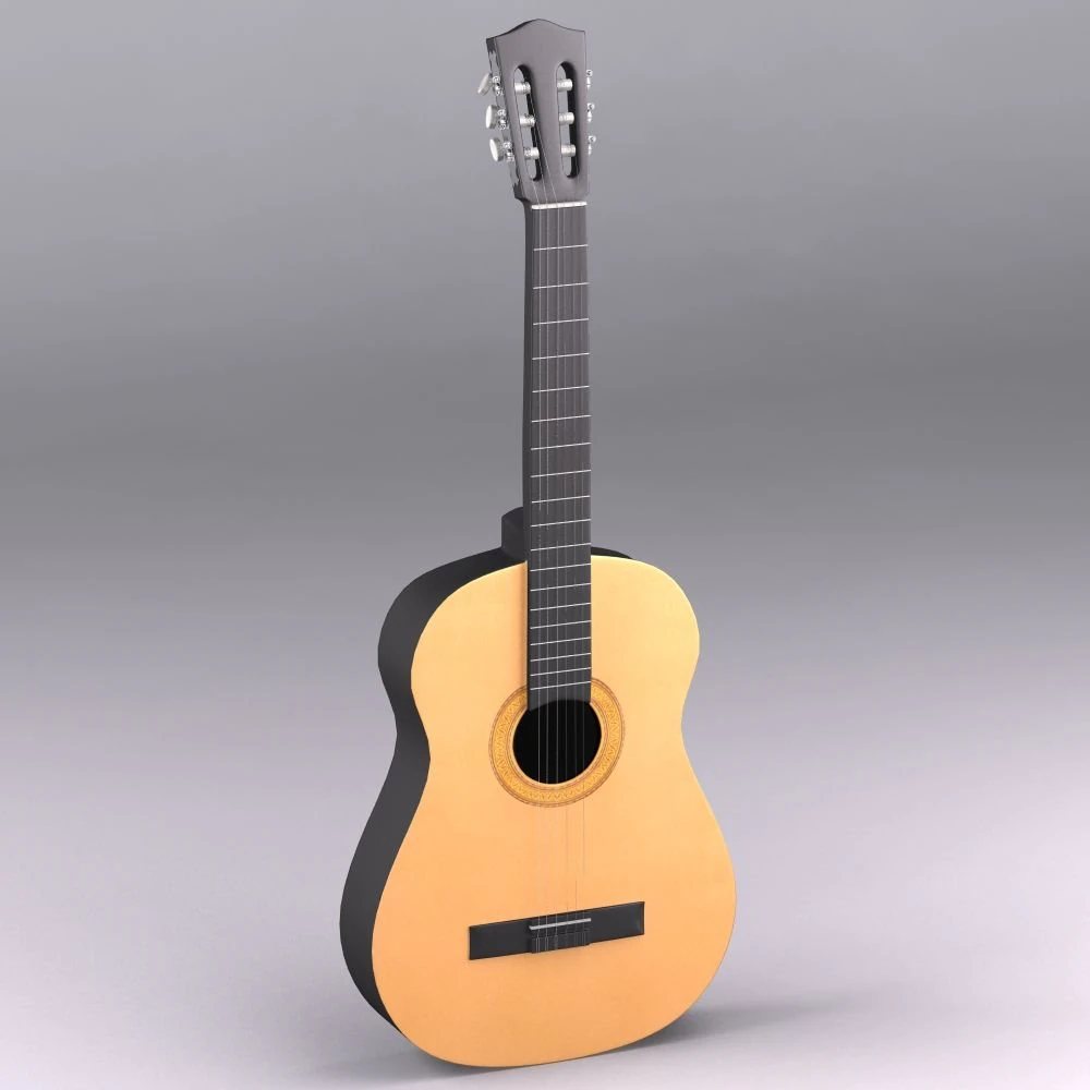 classic guitar 3D Model .c4d .max .obj .3ds .fbx .stl .blend 