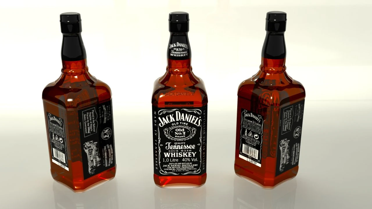 jack daniels bottle 3D Model .c4d .max .obj .3ds .fbx .stl .blend 