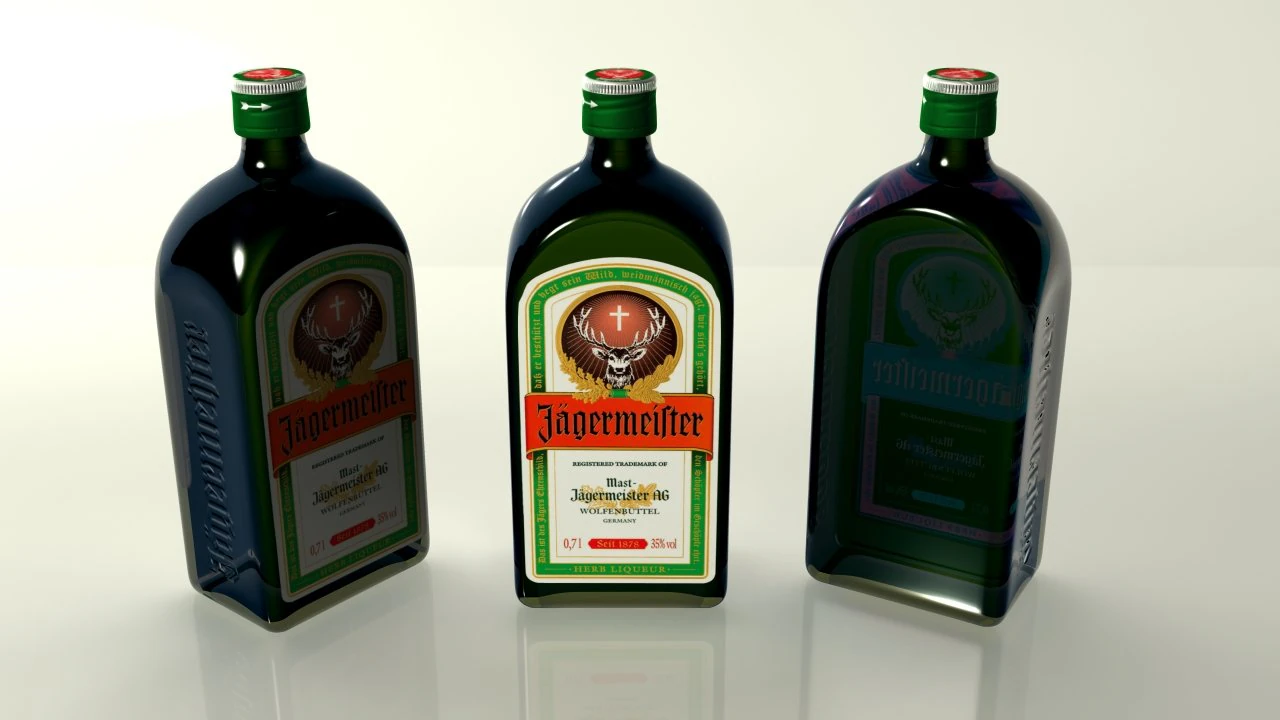 jaegermeister bottle 3D Model .c4d .max .obj .3ds .fbx .stl .blend 