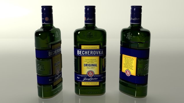becherovka bottle 3D Модель .c4d .max .obj .3ds .fbx .stl .blend 
