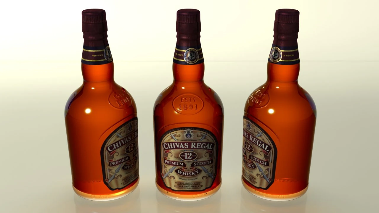 chivas regal bottle 3D Model .c4d .max .obj .3ds .fbx .stl .blend 