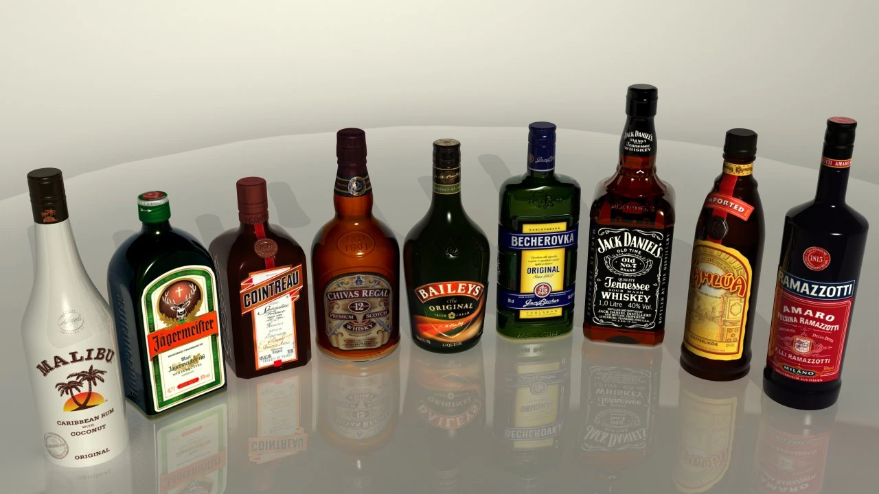 alcohol bottles collection 3D Model .c4d .max .obj .3ds .fbx .stl .blend 