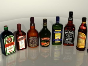 alcohol bottles collection 3D Model