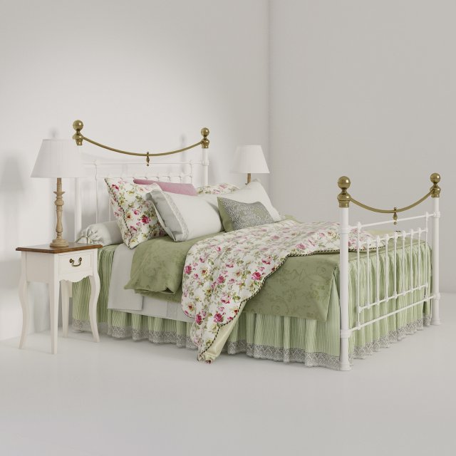 victoria stone white end brass bed 3D Модель .c4d .max .obj .3ds .fbx .stl .blend 