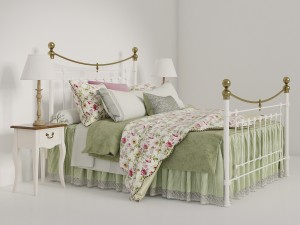 victoria stone white end brass bed 3D Model