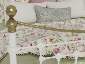 victoria stone white end brass bed 3D Модель