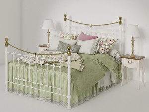 victoria stone white end brass bed 3D Модель