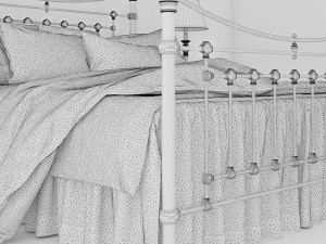victoria stone white end brass bed 3D Модель