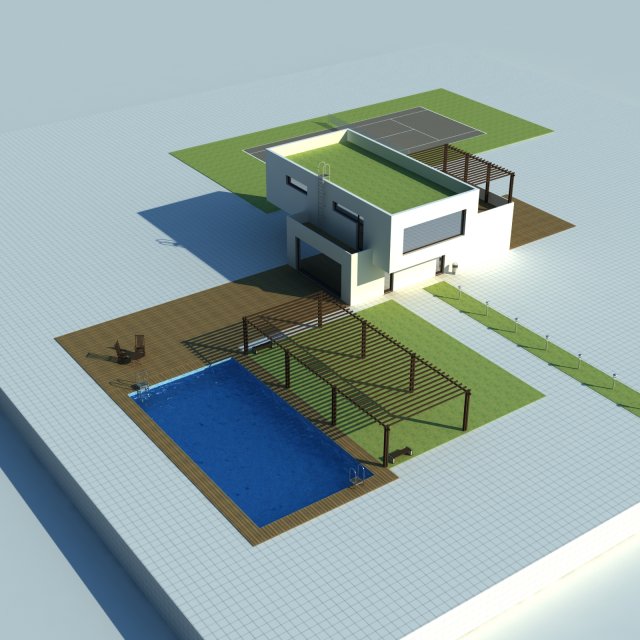 modern house 3D Model .c4d .max .obj .3ds .fbx .stl .blend 