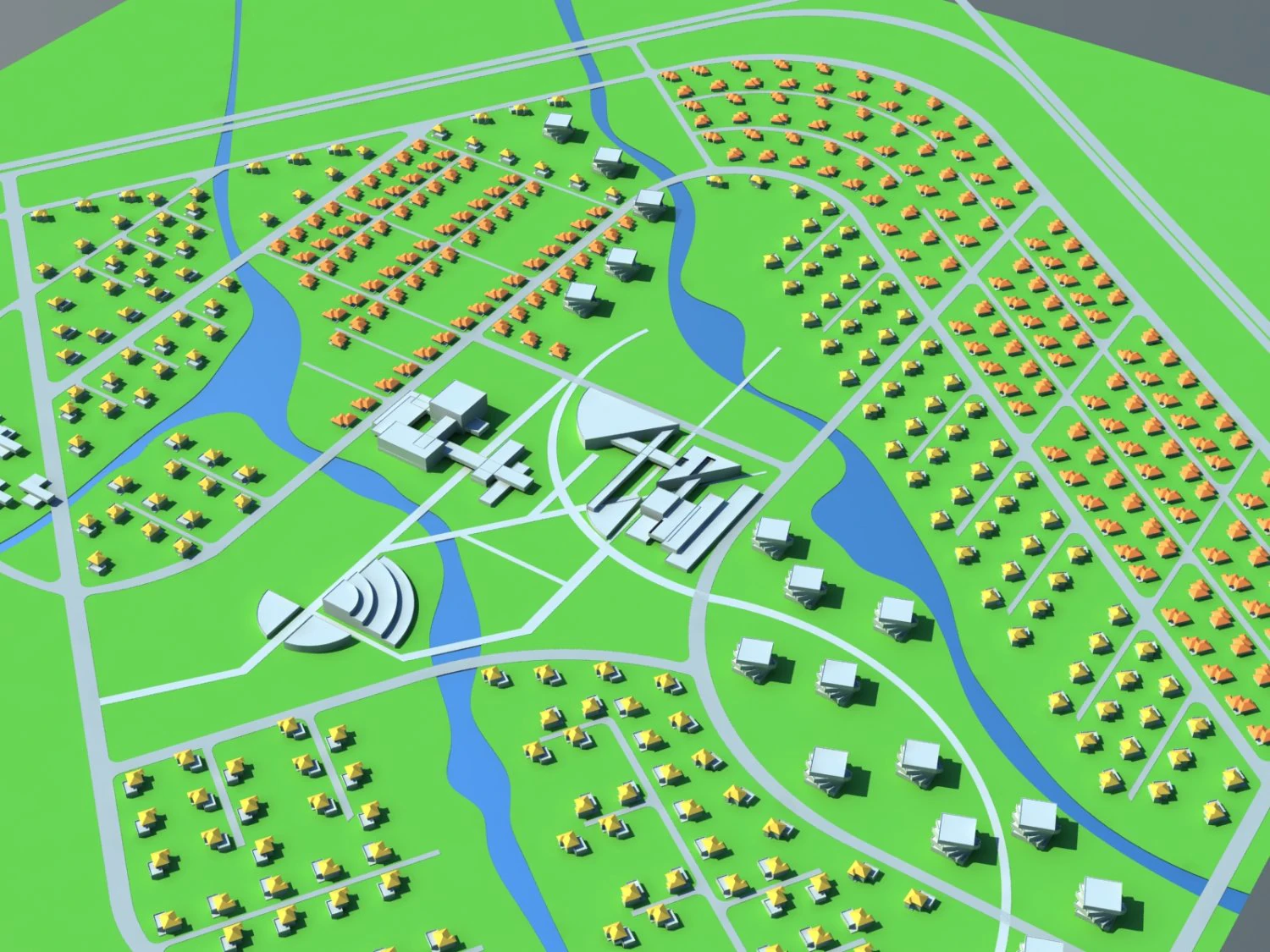 town 3D Model .c4d .max .obj .3ds .fbx .stl .blend