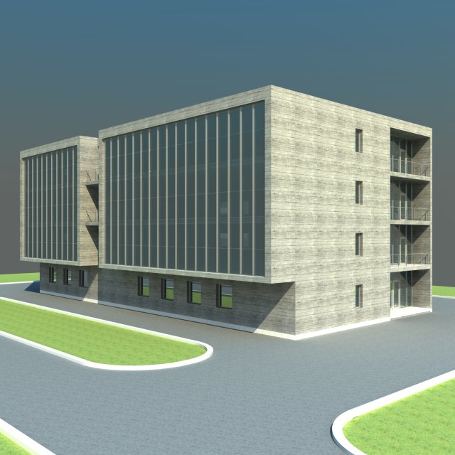 modern office building 3D Модель .c4d .max .obj .3ds .fbx .stl .blend 