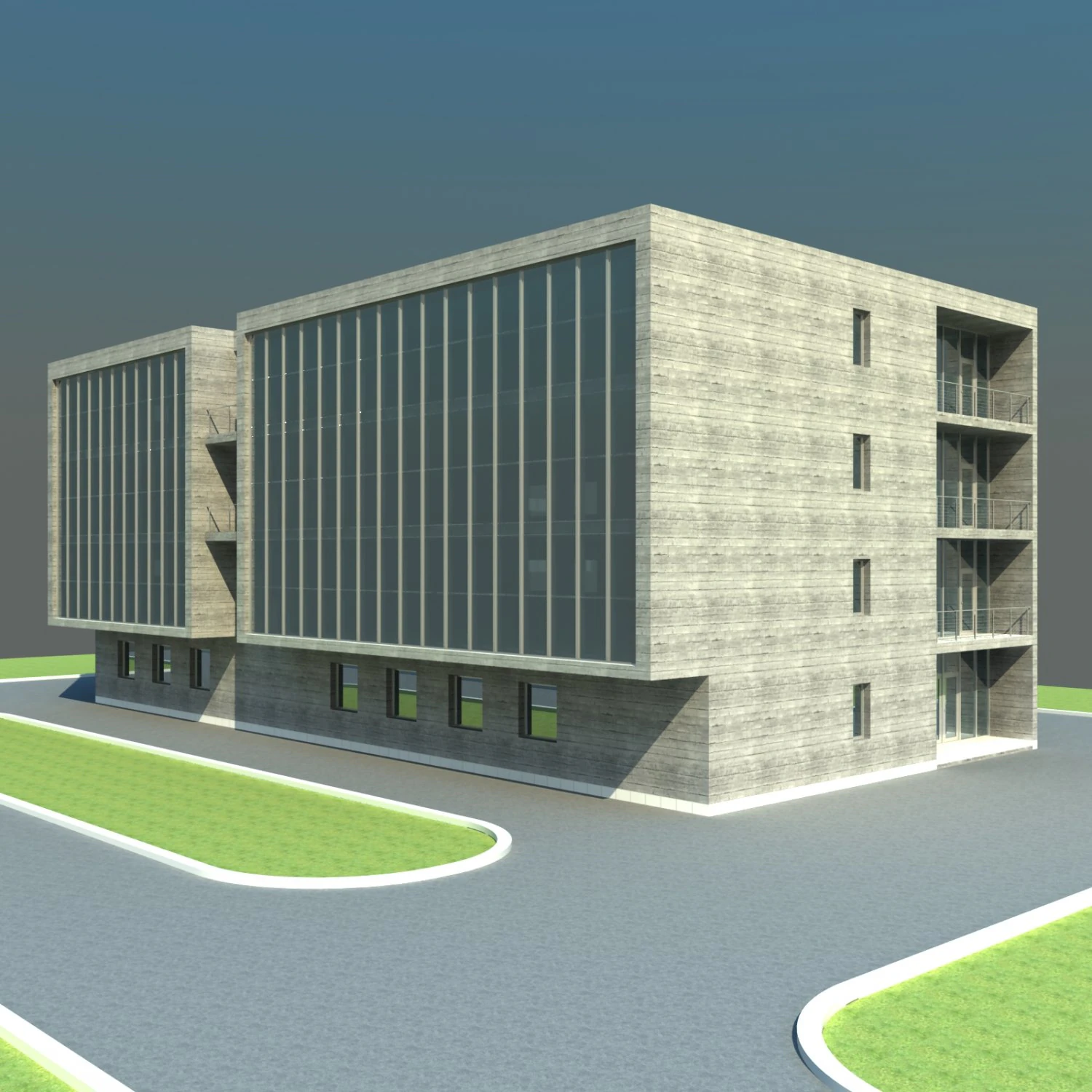 modern office building 3D Model .c4d .max .obj .3ds .fbx .stl .blend 