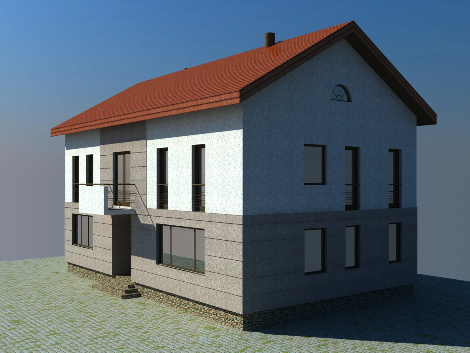 house 2 story 3D Model .c4d .max .obj .3ds .fbx .stl .blend 